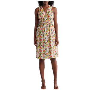 STITCHDROP Springwater Coral Floral Print Sleeveless V-Neck Dress - Sz Lrg, NWT